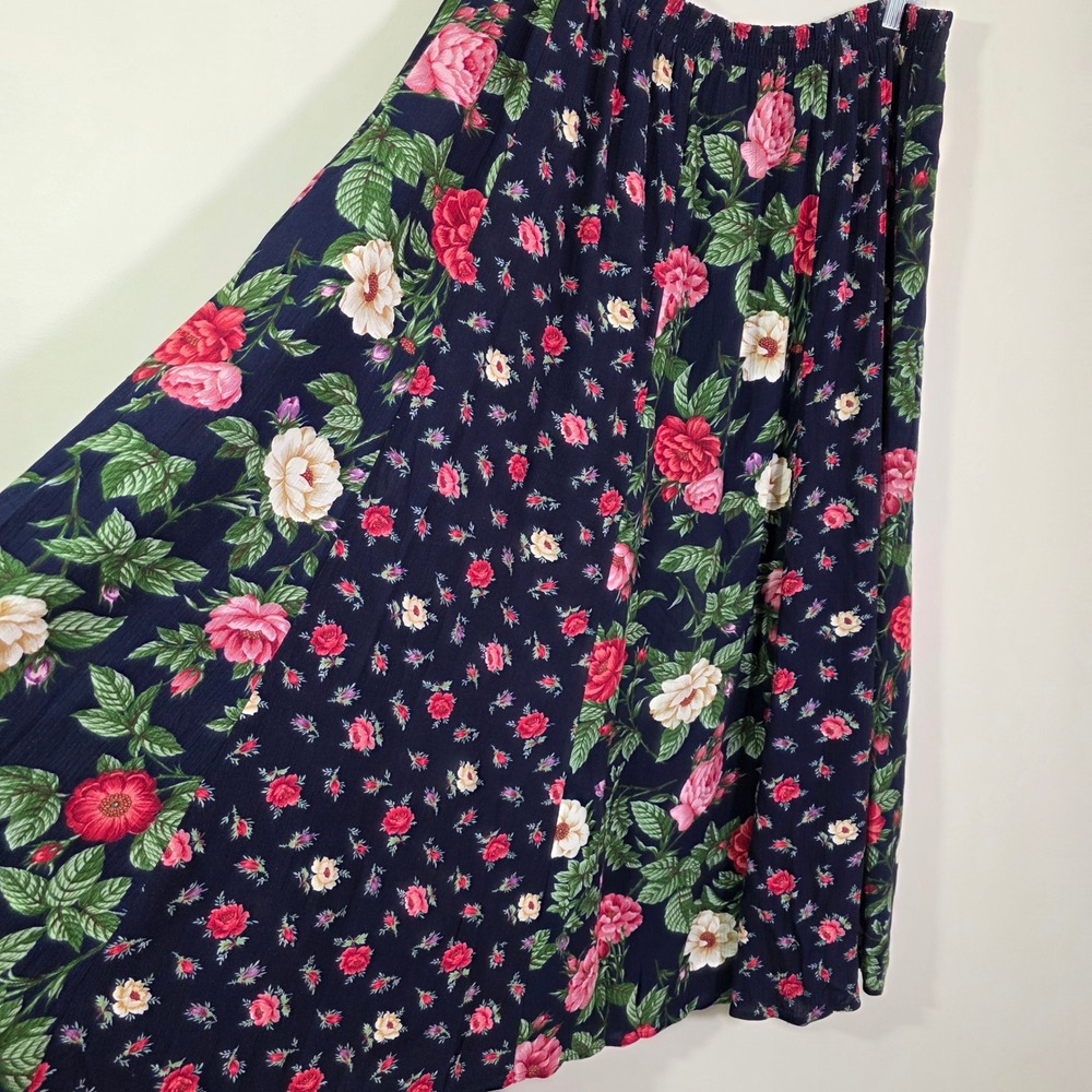 Susan Bristol Women Skirt Mix Floral Rayon Maxi Elastic Waist Vintage Boho SZ XL - Picture 5 of 10